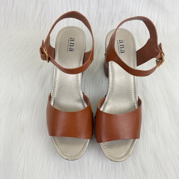 ANA VIsta Platform Chunky Heel Clog Ankle Strap Open Toe Sandals Size 10 Brown - Picture 4 of 11